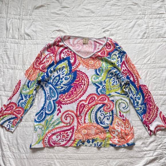 y2k Jess & Jane top womens XL paisley abstract whimsy fairy artsy colorful - Picture 2 of 8